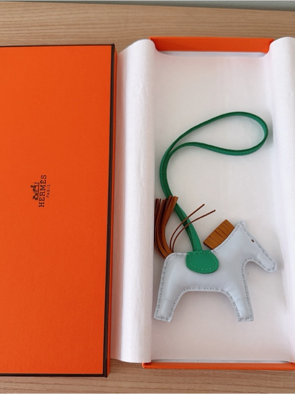 Hermes Rodeo Charm PM blue brume, sesame and menthe
